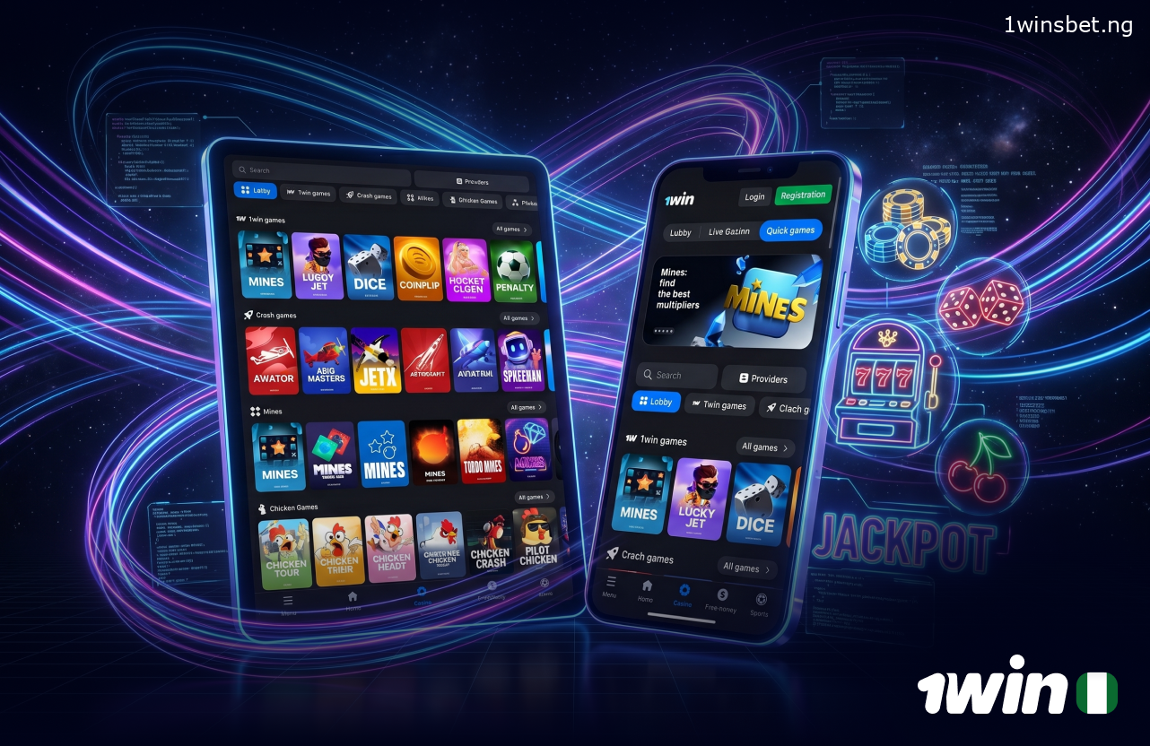 The 1win app in Nigeria features more than 7,000 titles from leading software studios